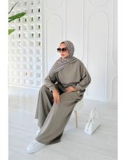 akil pantolon etekli takım haki