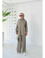 akil pantolon etekli takım haki 2