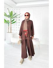 akil oysho pantolon etekli takım kahve