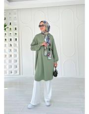 nazia diz altı sweat tunik adaçayı 