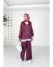 mayka fermuarlı takım mürdüm