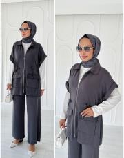 carmen yelekli oysho takım antrasit