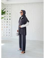 carmen yelekli oysho takım antrasit 2