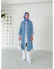 taylor uzun denim kap mavi 2