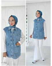 hazel kot yelek mavi