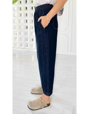 relaxed mom denim bel lastikli pantolon lacivert 2