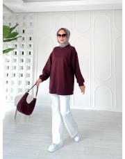 alya taşlı çelik örme tunik bordo