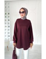 alya taşlı çelik örme tunik bordo 2