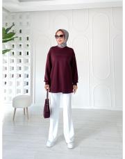 alya taşlı çelik örme tunik bordo 3