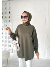 alya taşlı çelik örme tunik haki 2