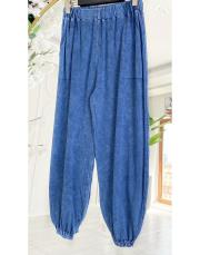 gazia %100 pamuk şalvar triko pantolon mavi