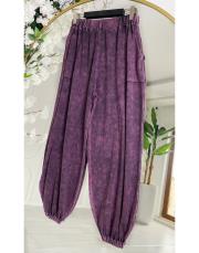 gazia %100 pamuk şalvar triko pantolon mürdüm