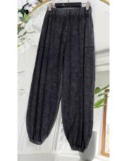 gazia %100 pamuk şalvar triko pantolon siyah