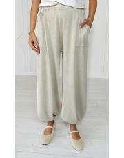 gazia %100 pamuk şalvar triko pantolon taş