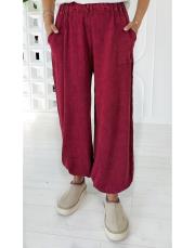 gazia %100 pamuk şalvar triko pantolon bordo
