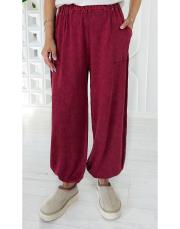 gazia %100 pamuk şalvar triko pantolon bordo 2