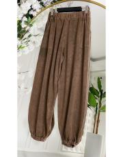 gazia %100 pamuk şalvar triko pantolon kahve
