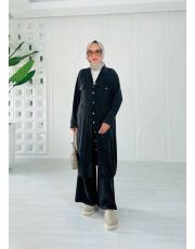 selin pamuk triko düğmeli hırka siyah 2