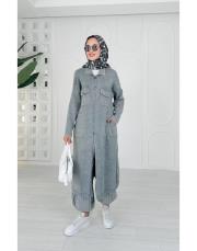 selin pamuk triko düğmeli hırka gri 2