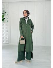 selin pamuk triko düğmeli hırka haki 2