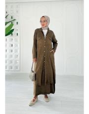 selin pamuk triko düğmeli hırka kahve 2