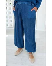 delikli örgü görünümlü pamuk triko pantolon lacivert