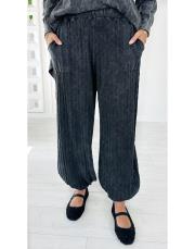 delikli örgü görünümlü pamuk triko pantolon siyah