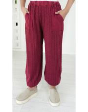 delikli örgü görünümlü pamuk triko pantolon bordo