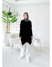 nilsa çift cepli merserize triko tunik siyah 2