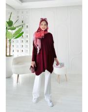 nilsa çift cepli merserize triko tunik bordo 2