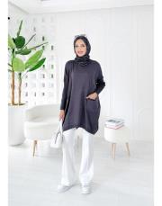 nilsa çift cepli merserize triko tunik antrasit 2