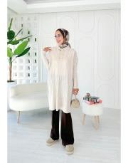 altın düğmeli merserize oversize tunik taş