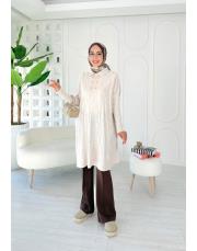 altın düğmeli merserize oversize tunik taş 2