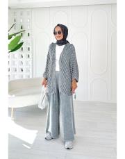 eyşa pamuk triko hırka gri 2