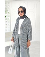 eyşa pamuk triko hırka gri 3