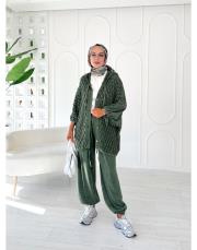 eyşa pamuk triko hırka haki 3