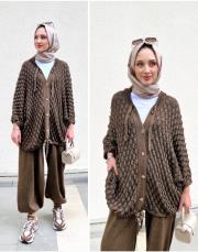 eyşa pamuk triko hırka kahve