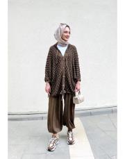 eyşa pamuk triko hırka kahve 2