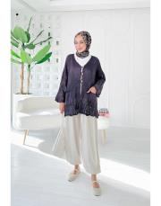 yale pamuk triko dantelli hırka mor