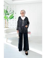 yale pamuk triko dantelli hırka siyah 3