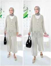 yale pamuk triko dantelli hırka taş