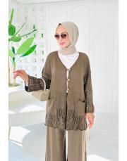 yale pamuk triko dantelli hırka kahve 2