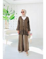 yale pamuk triko dantelli hırka kahve 3