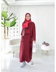 sırma püsküllü pamuk triko elbise bordo 3