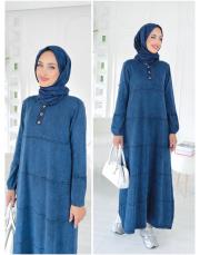 2553 pamela pamuk ip triko elbise lacivert