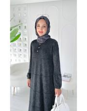 2553 pamela pamuk ip triko elbise siyah 2