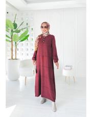 2553 pamela pamuk ip triko elbise bordo 3