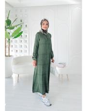 2553 pamela pamuk ip triko elbise haki 2