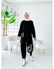 wow üç iplik tasarım spor takım siyah