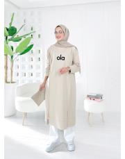 ola iki ip elbise tunik bej